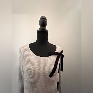 Halogen Grey Sweater with Black Ribbon Detail